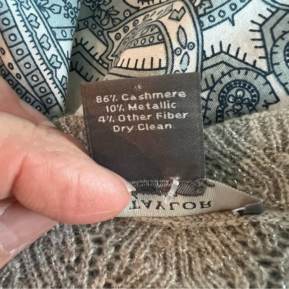 Ann Taylor Cashmere Sweater in metallic crescent cream SZ S - Picture 4 of 5